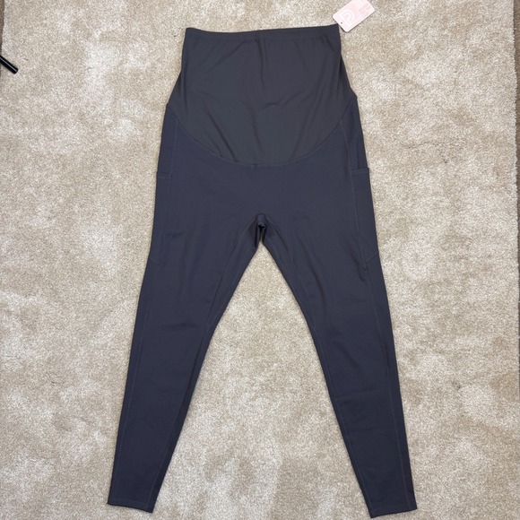 Poshdivah Pants - Poshdivah Maternity Leggings Over the Belly Side Pockets Black XXL NEW